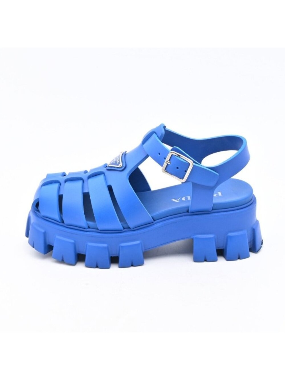 Prada Sandals Monolith Rubber Blue Platform 5